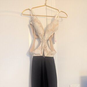 That Little Black Dress Lace-Bra Jumpsuit — Black/Cream (M) NWT